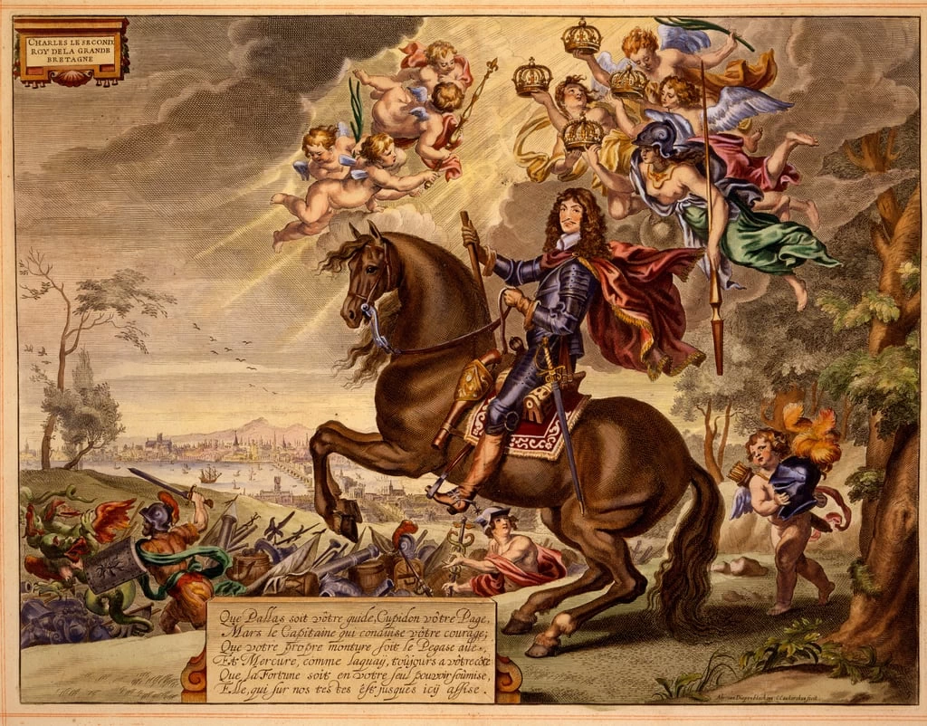Carlo II con una dedica in francese